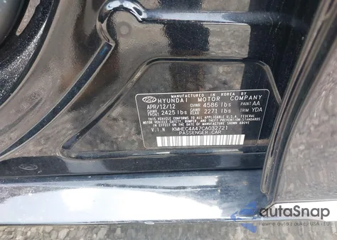 2012 Hyundai Sonata Hybrid из США, поврежденный, VIN KMHEC4A47CA032721